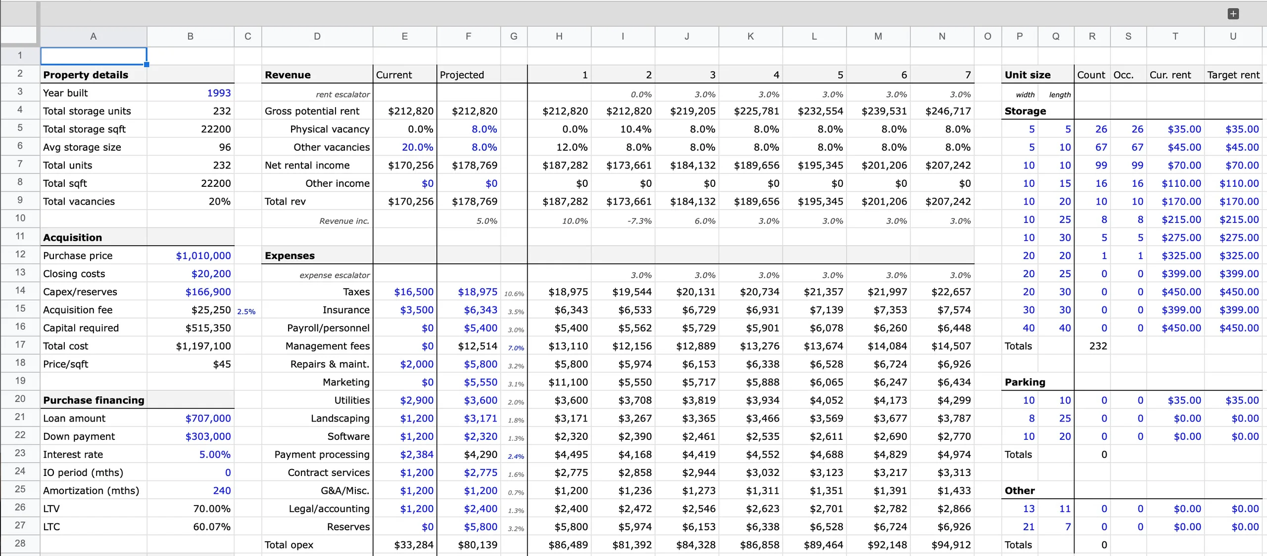 The Self Storage Deal Analyzer